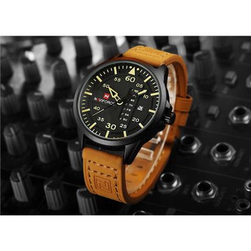 NAVIFORCE 領翔9074男士手表 防水石英手表 休閑商務日歷男表