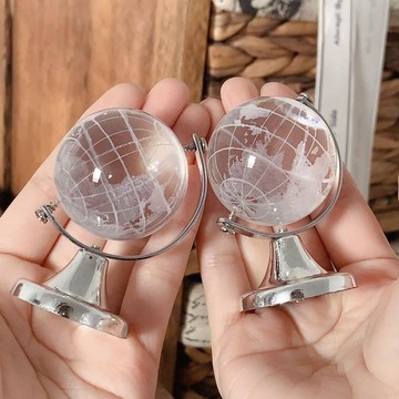 ✅【臺灣出貨】ins風迷你地球儀擺件少女心水晶桌面裝飾品送畢業禮物閨蜜禮物男