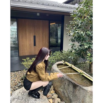 @uniken【正義顏值】春翻領麂皮短款外套女復古百搭顯瘦夾克上衣