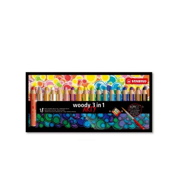 【德國天鵝STABILO】woody 3 in 1 ARTY 伍迪樂3合1可水洗水彩粉蠟筆10色(ST880/10-1-20)