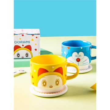 哆啦a夢水杯馬克杯陶瓷杯子卡通藍胖子茶杯家用陶瓷咖啡杯疊疊杯