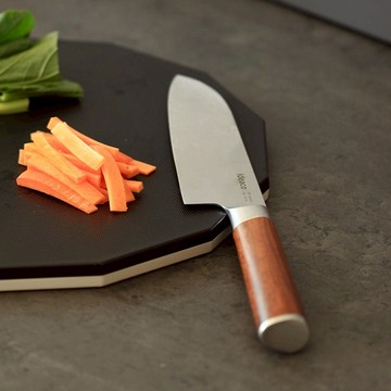 木質風握柄鉬釩鋼三德刀(160mm)-多色可選 橡木紋柄