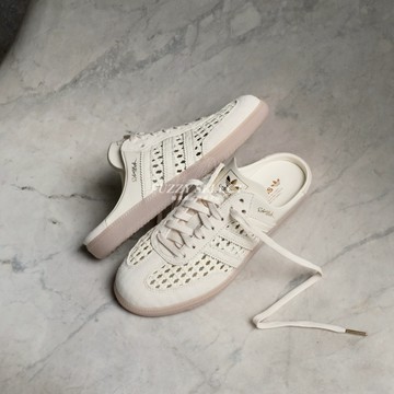 【逢甲 FUZZY】W Adidas Samba Mule 編織 透氣 包頭 懶人 穆勒 米白 KH7719