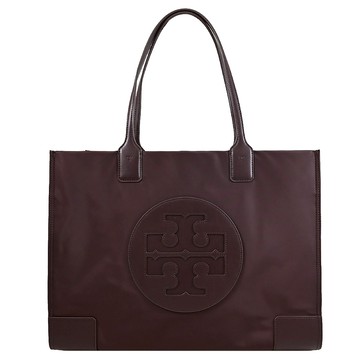 TORY BURCH 80479 經典LOGO尼龍皮邊飾大托特包.深咖