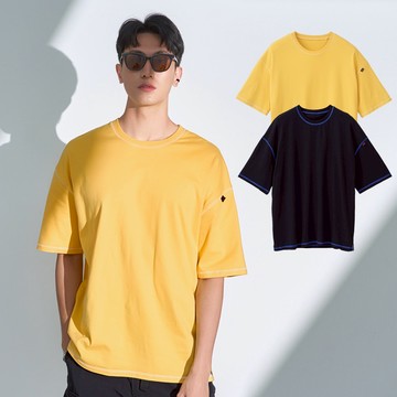【ERSS】男裝 短t 短袖上衣 純棉 韓系上衣 寬鬆t恤 黃色上衣【K70413】