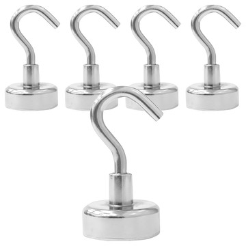 COMET 超強力磁鐵掛鉤5個 磁力強大穩固  銀色  1組