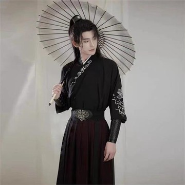 男漢服武俠朝歌俠客帥氣古裝中國風長裙交領學生演出班服帥氣漢服