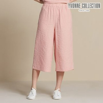 YVONNE 以旺傢飾 雙層紗八分寬褲-薔薇粉（M/L）