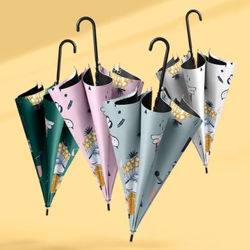 雨傘 創意皮柄直桿黑膠防曬遮陽傘自動開雨傘小清新男女雙人晴雨傘 幸福驛站