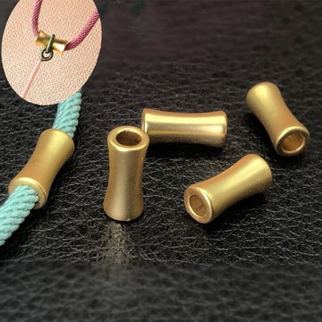 古法老金純銅鍍金大孔隔珠DIY編織吊墜掛繩手繩配件路路通骨頭珠