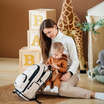 Audon Emmity 媽媽背包 3色可選-米色|大量口袋 寬敞空間 防潑水