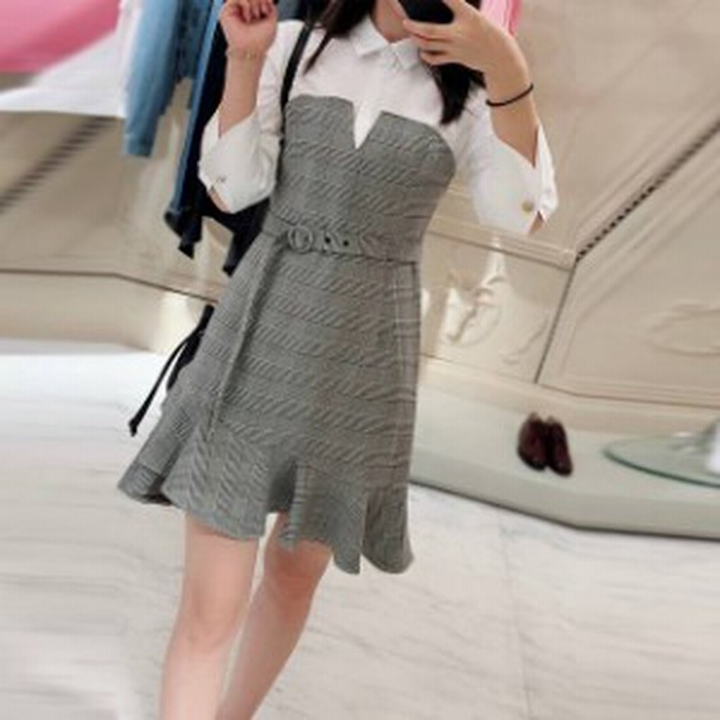 グレンチェック 切り替えワンピース アシンメトリー 裾フリル ミニスカート フィッシュテール レディース 韓国 ファッション 通販 Lineポイント最大1 0 Get Lineショッピング