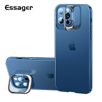 Essager迷你啞光電鍍iPhone 12 11 Pro Max隱形支架手機殼透明保護套後蓋超薄柔軟TPU