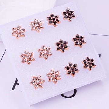 💖紅帽嚴選💖鑲鑽大花耳針x一對 防過敏 耳環耳針耳釘耳飾耳夾養耳棒養耳洞醫療鋼抗過敏純銀耳環仿鑽石耳環花朵耳環，鑲鑽大花