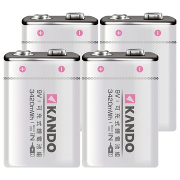 KANDO 感動 方型USB充電式鋰電池 UM-9V  1入  4個