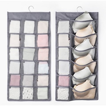 PS Mall【J3128】衣櫥雙面收納袋 貼身衣物收納(12格+18格) 內衣褲收納掛袋