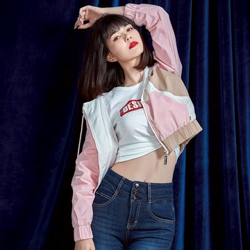 拼色防風防撥水潮流外套-V35170