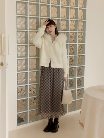 氣質雙層格紋飄逸長裙