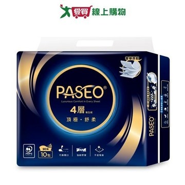 PASEO 4層頂極舒柔抽取式衛生紙90抽x10包【愛買】