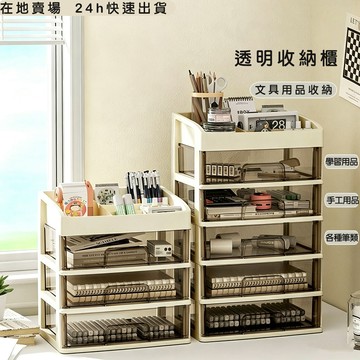 隔日到貨 開學  透明收納盒 辦公桌麵抽屜式收納盒 化妝品收納櫃 桌上收納盒 學生收納 文件文具雜物盒子 多層小抽