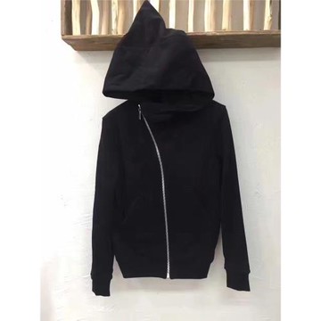 秋冬新款歐美潮流 暗黑RO巫師帽拉鏈外套 男女款純色情侶連帽衛衣