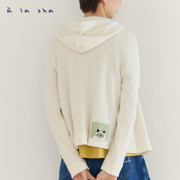 a la sha 蘋果貓連帽坑條外套
