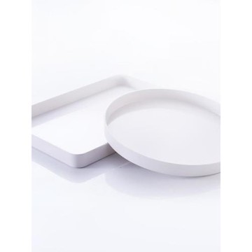 托盤長方形花盆小號高級感家用大號模具塑料圓形白色盤子加厚中號