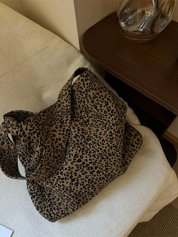 此外 大容量豹紋單肩包女搭配單品復古歐美托特包大氣通勤腋下包【步行者戶外生活館】