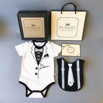 小紳士西裝 短袖綜合款 寶寶彌月禮盒組  嬰兒 新生兒禮物 送禮