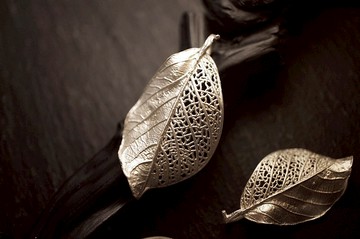 925 纯銀半通花葉脈吊咀 (中) 不包括銀鏈- 手作  (MW P1087)