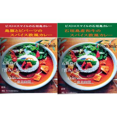 ふるさと納税 石垣市 石垣島産和牛カレー3個、島豚カレー3個　セット