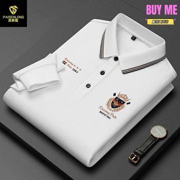 【高級感翻領】男士POLO衫 長袖POLO衫 男裝 秋裝 男款上衣 商務休閒 純棉舒適 白色基礎款 秋冬內搭必備