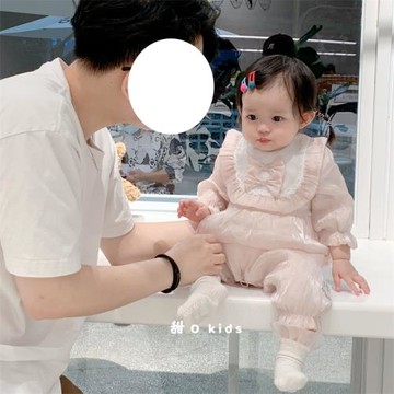 甜o kids甜美女寶寶包屁衣女童公主裙嬰兒哈衣蕾絲百天周歲小禮服