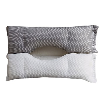 三合一雙層酣睡枕 上層針織布+下層全棉布 台灣監製 68 x 40 x 20cm 1個 White Gray  白色 + 灰色