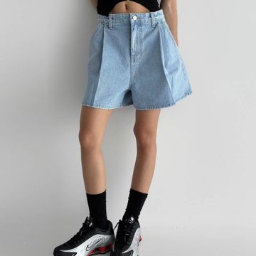正韓短褲 褶皺牛仔五分褲DOB5012-創翊韓都