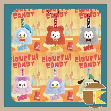 【11月預購】名創優品 迪士尼 米奇家族 繽紛糖果 搪膠毛絨掛件｜玩具 公仔 盒玩 盲盒 一中盒6入｜愛蛋客