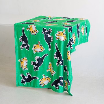 【可訂製】手繪插畫毛毯 橘貓與奶牛貓 法蘭絨毛毯 四季都可使用