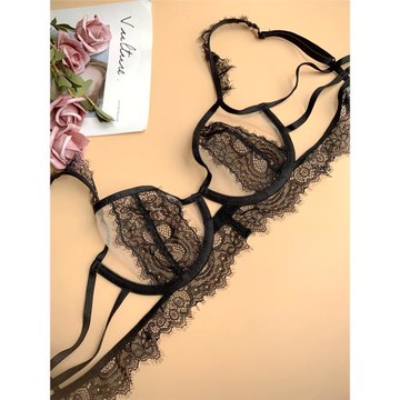 超薄杯大胸顯小薄款性感透明文胸精美內衣女蕾絲邊無海綿胸罩夏季