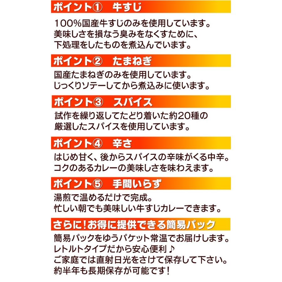 牛すじカレー 4袋 100％国産 牛すじ たまねぎ使用 中辛 惣菜 レトルト 送料無料 非常食 おつまみ 珍味 牛肉 ご飯のお供 贅沢