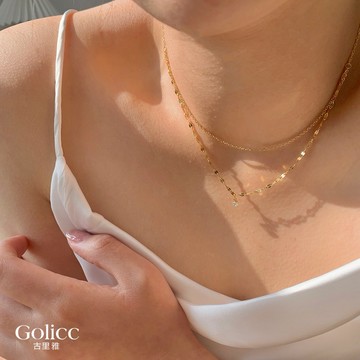 〔快速出貨〕【Gulicc】項鍊 法式輕奢 雙層水波單鑽 鈦鋼 鎖骨鍊