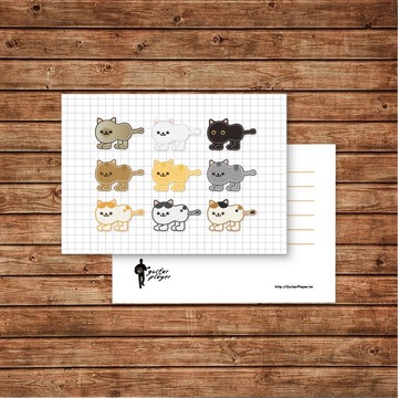 Guitar Player 店長繪製原創插畫 小吉喵圖鑑明信片 卡片 生日卡