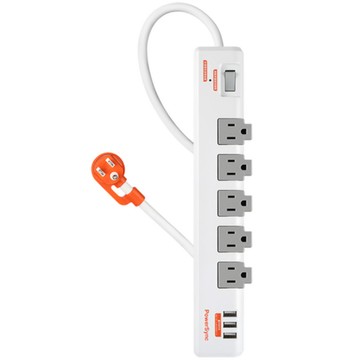 【出清品】62_PowerSync 群加  1開5插3埠USB防雷抗搖擺旋轉延長線, TR539018, 1.8m,