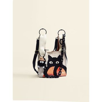 simpsons原創斜挎馬鞍包小眾單肩包女包包針織高級撞色款創意百搭