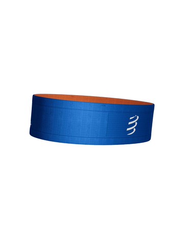 《Compressport 瑞士》窄版自由腰帶 FREE BELT 2.0 (雙面印刷) 炫藍火焰橘