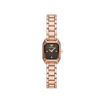 EMPORIO ARMANI 優雅方形玫瑰金腕錶22mm(AR11247) 附提袋