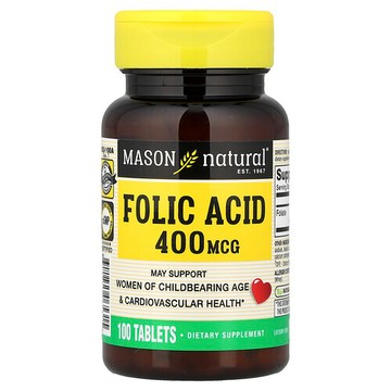 Mason Natural, 葉酸，400 微克，100 片