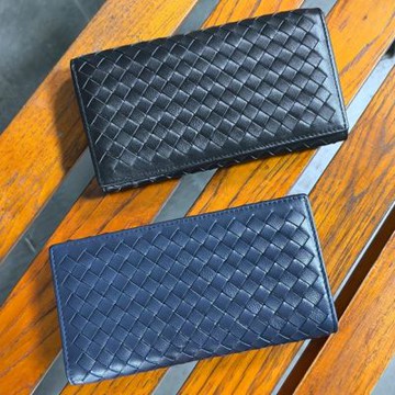 [巴黎精品] 現貨+預購 真皮編織長夾真羊皮錢包短夾卡夾零錢包手拿包-經典多卡層男女皮夾2色a1ke22