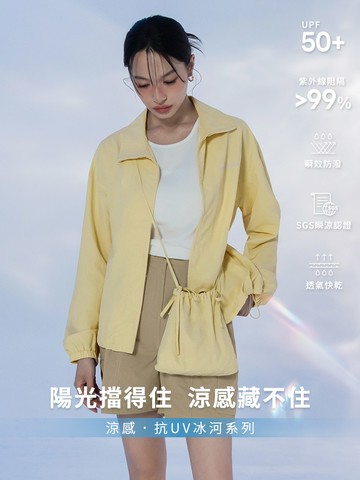 涼感．抗UV字母拉鍊冰河系防曬外套(附包包)