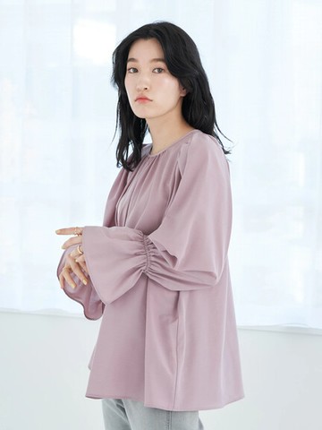 素面糖果袖寬鬆剪裁上衣(1C21L0A0100) - earth music&ecology