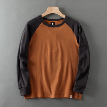 雙面德絨日系撞色拼接插肩長袖上衣 / 男女皆可穿 / 保暖恆溫發熱衣 / 5色 / M-3XL【QTJBY3A5】